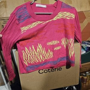 Skovhuus Sweater Womens Medium Pink Multicolor Cotton Blend